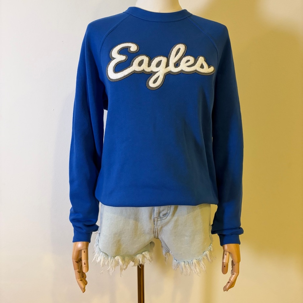 NWOT Bella+Canvas Eagles Royal Blue Crewneck Sweatshirt | Raglan S - Picture 2 of 8